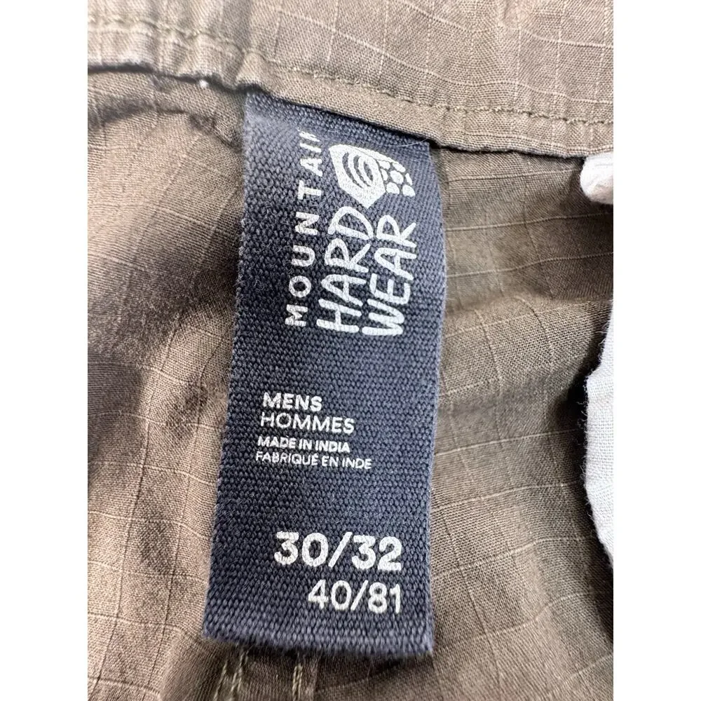 Mountain Hardwear Mens 30x32 Ripstop Hiking Pants Brown Outdoor Zip Pockets
